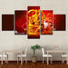 Hindu God Ganesha 5 Piece HD Multi Panel Canvas Wall Art Frame - Original Frame