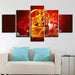 Hindu God Ganesha 5 Piece HD Multi Panel Canvas Wall Art Frame - Original Frame