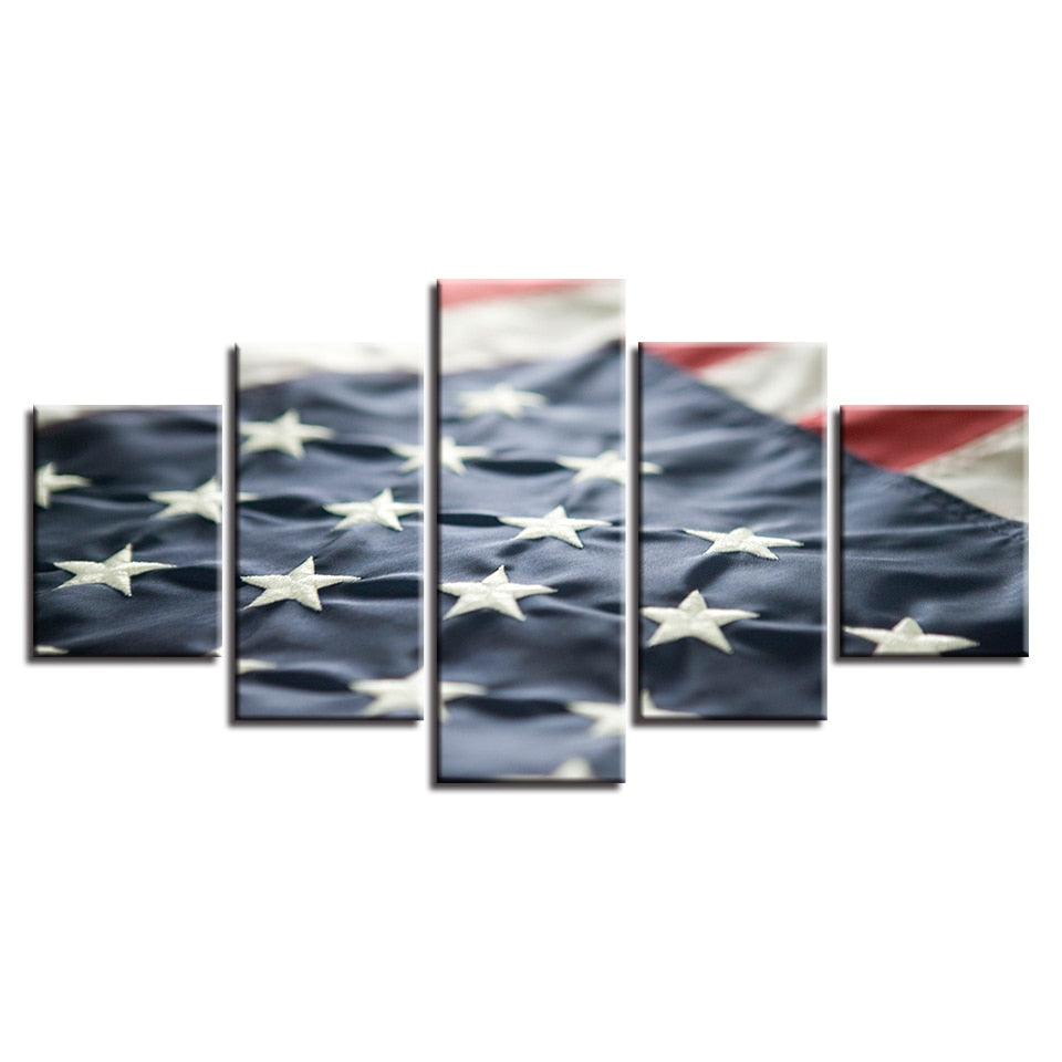 American Flag 5 Piece Classical HD Multi Panel Canvas Wall Art Frame - Original Frame