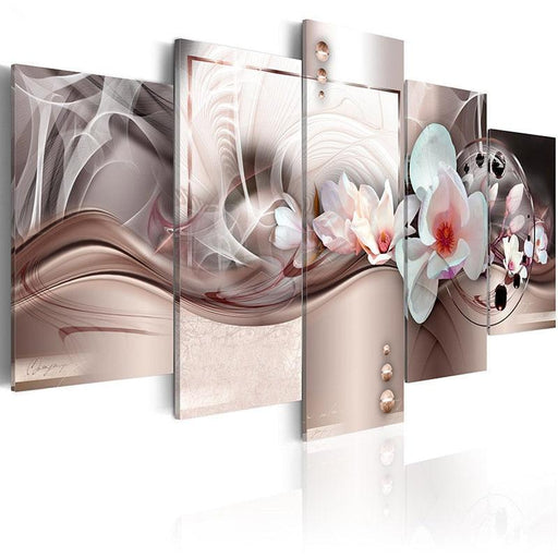 White Magnolias Blossom 5 Piece HD Multi Panel Canvas Wall Art Frame - Original Frame