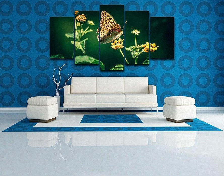 Beautiful Butterfly 5 Piece HD Multi Panel Canvas Wall Art Frame