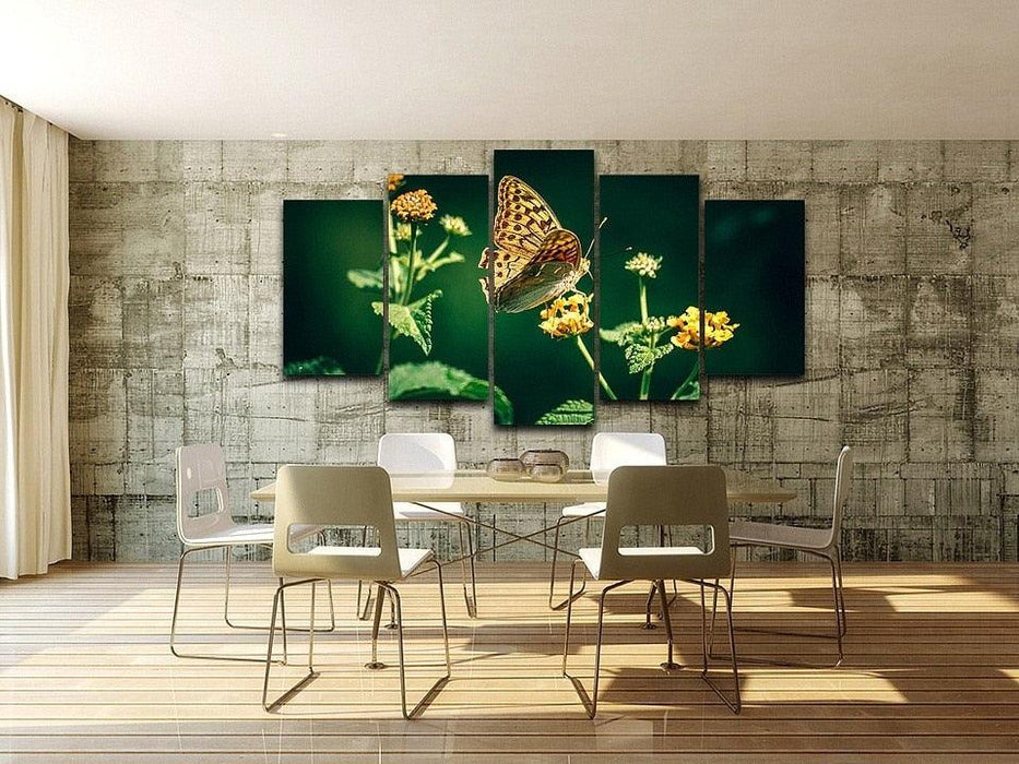 Beautiful Butterfly 5 Piece HD Multi Panel Canvas Wall Art Frame - Original Frame