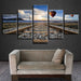 Railway Hot Air Balloon 5 Piece HD Multi Panel Canvas Wall Art - Original Frame