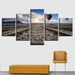 Railway Hot Air Balloon 5 Piece HD Multi Panel Canvas Wall Art - Original Frame