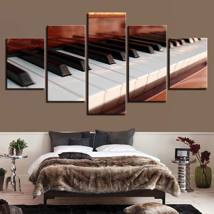 Piano Keys 5 Piece HD Multi Panel Canvas Wall Art Frame - Original Frame