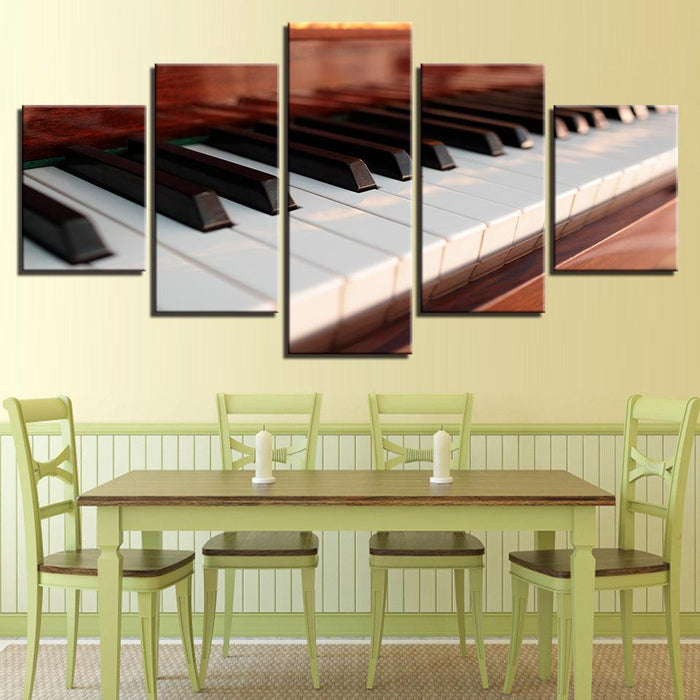 Piano Keys 5 Piece HD Multi Panel Canvas Wall Art Frame - Original Frame