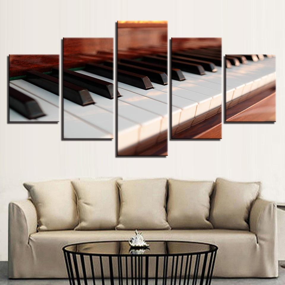 Piano Keys 5 Piece HD Multi Panel Canvas Wall Art Frame - Original Frame