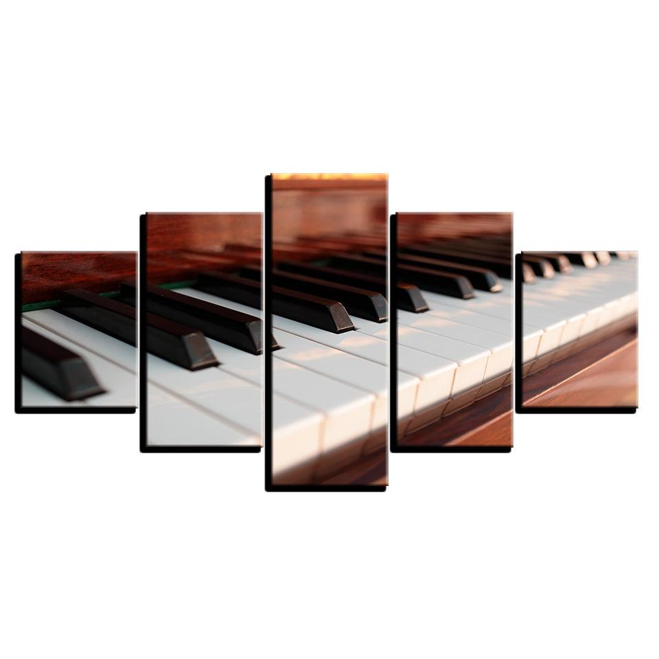 Piano Keys 5 Piece HD Multi Panel Canvas Wall Art Frame - Original Frame