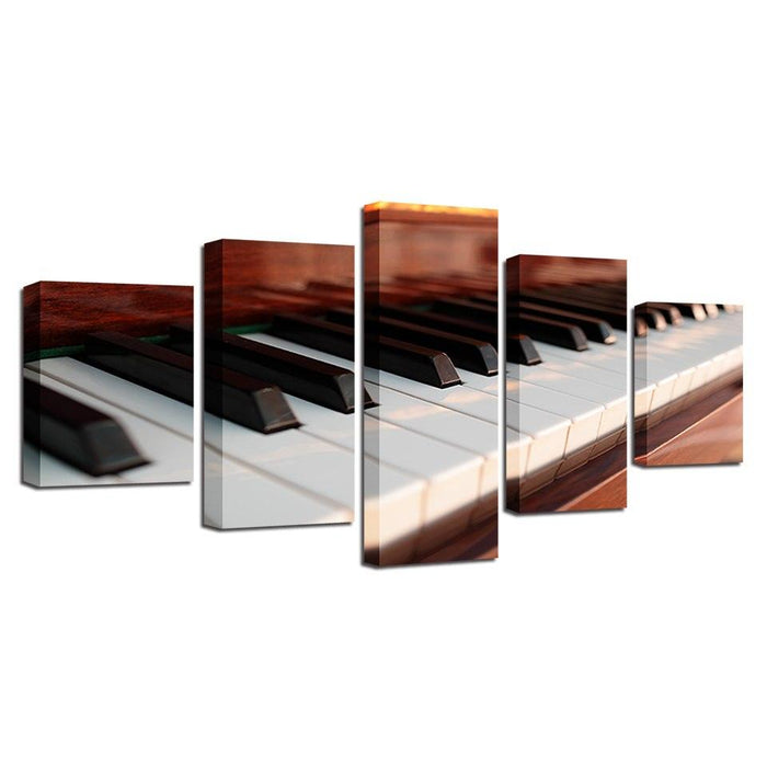 Piano Keys 5 Piece HD Multi Panel Canvas Wall Art Frame - Original Frame