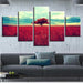 Red Tree & Grasslands 5 Piece HD Multi Panel Canvas Wall Art Frame - Original Frame