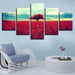 Red Tree & Grasslands 5 Piece HD Multi Panel Canvas Wall Art Frame - Original Frame