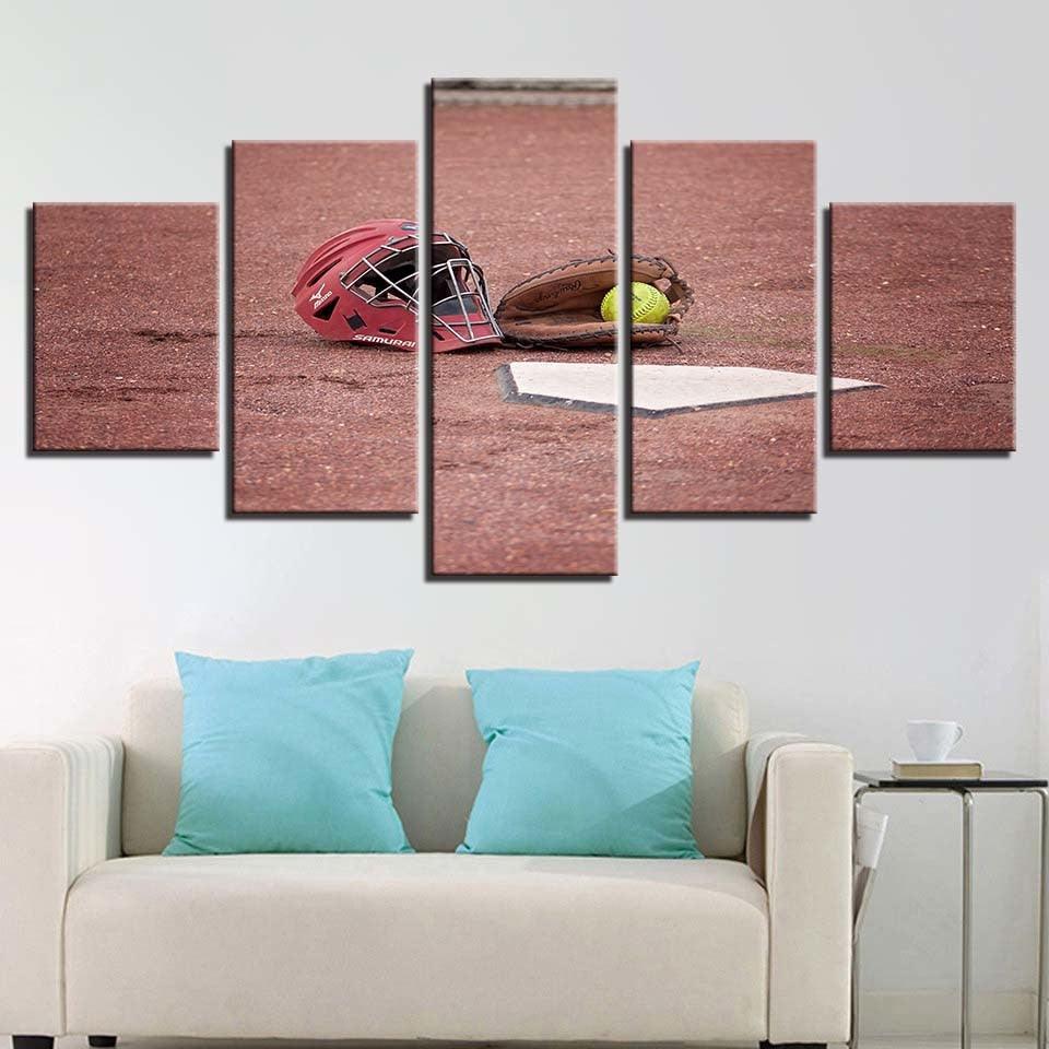 Baseball 5 Piece HD Multi Panel Canvas Wall Art Frame - Original Frame