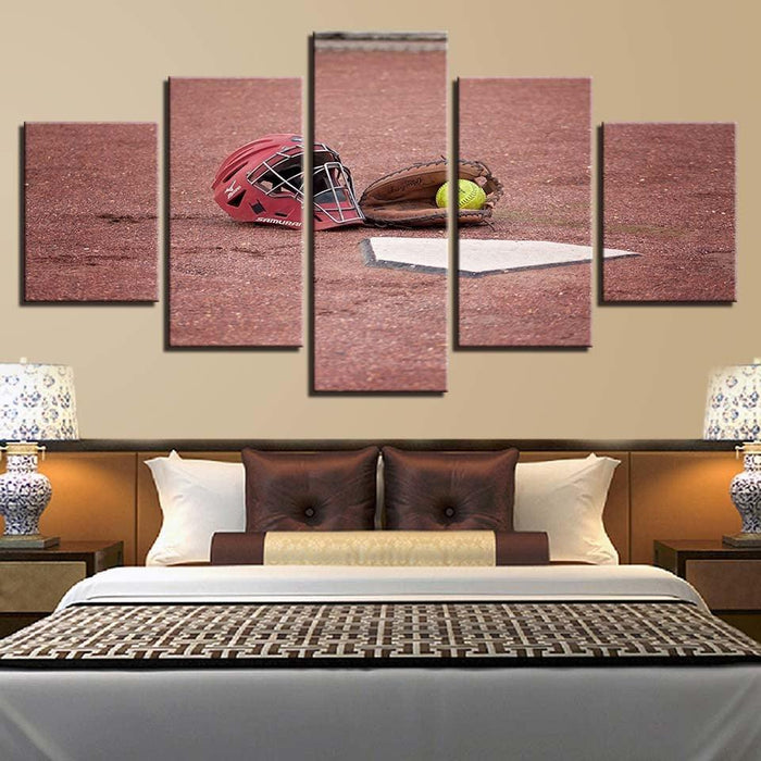 Baseball 5 Piece HD Multi Panel Canvas Wall Art Frame - Original Frame