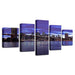 Brooklyn Bridge City Night View 5 Piece HD Multi Panel Canvas Wall Art Frame - Original Frame