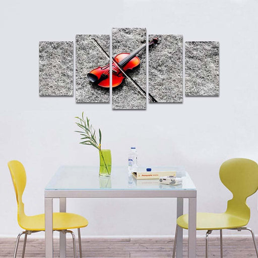 Music Red Guitar 5 Piece HD Multi Panel Canvas Wall Art Frame - Original Frame