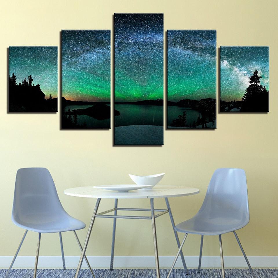 Starburst Over Aurora 5 Piece HD Multi Panel Canvas Wall Art Frame - Original Frame