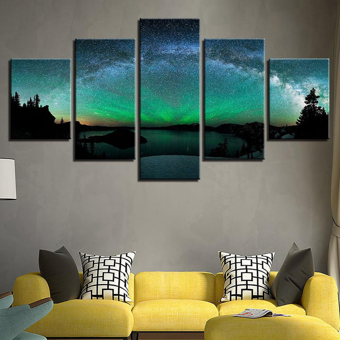 Starburst Over Aurora 5 Piece HD Multi Panel Canvas Wall Art Frame
