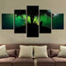 Green Forest Night Wolf Howl 5 Piece HD Multi Panel Canvas Wall Art Frame - Original Frame