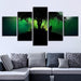 Green Forest Night Wolf Howl 5 Piece HD Multi Panel Canvas Wall Art Frame - Original Frame