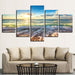 Sunshine Beach Waves 5 Piece HD Multi Panel Canvas Wall Art Frame - Original Frame