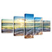 Sunshine Beach Waves 5 Piece HD Multi Panel Canvas Wall Art Frame - Original Frame