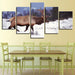 Deer in the Snow 5 Piece HD Multi Panel Canvas Wall Art Frame - Original Frame