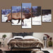 Deer in the Snow 5 Piece HD Multi Panel Canvas Wall Art Frame - Original Frame