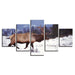 Deer in the Snow 5 Piece HD Multi Panel Canvas Wall Art Frame - Original Frame