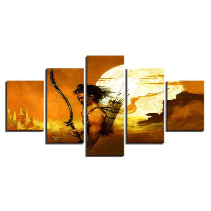 India Lord Rama 5 Piece HD Multi Panel Canvas Wall Art Frame - Original Frame