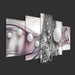 White Pearls Silver String 5 Piece HD Multi Panel Canvas Wall Art Frame - Original Frame