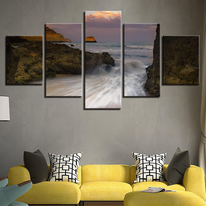 Torrent Rapids 5 Piece HD Multi Panel Canvas Wall Art Frame