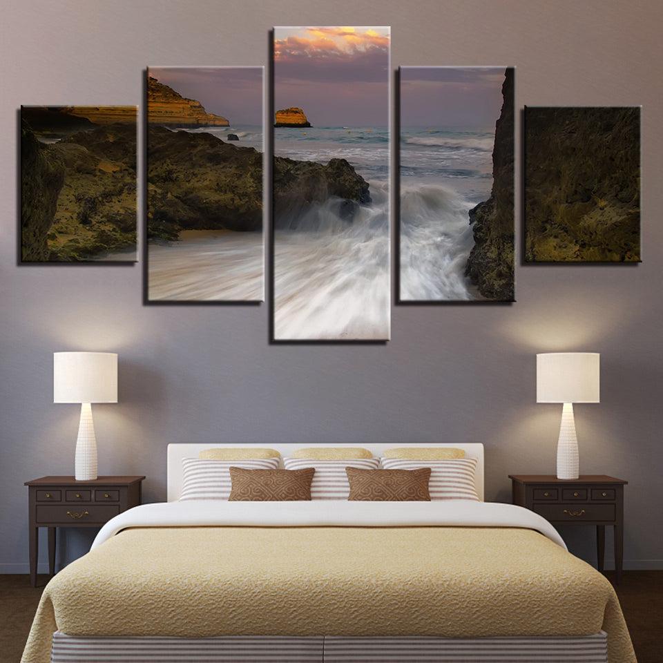 Torrent Rapids 5 Piece HD Multi Panel Canvas Wall Art Frame - Original Frame