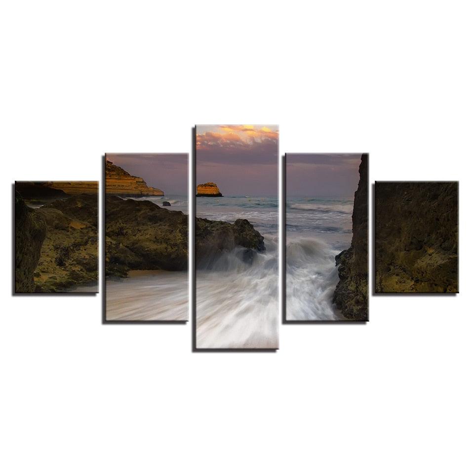 Torrent Rapids 5 Piece HD Multi Panel Canvas Wall Art Frame - Original Frame