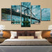 Manhattan Bridge 5 Piece HD Multi Panel Canvas Wall Art Frame - Original Frame