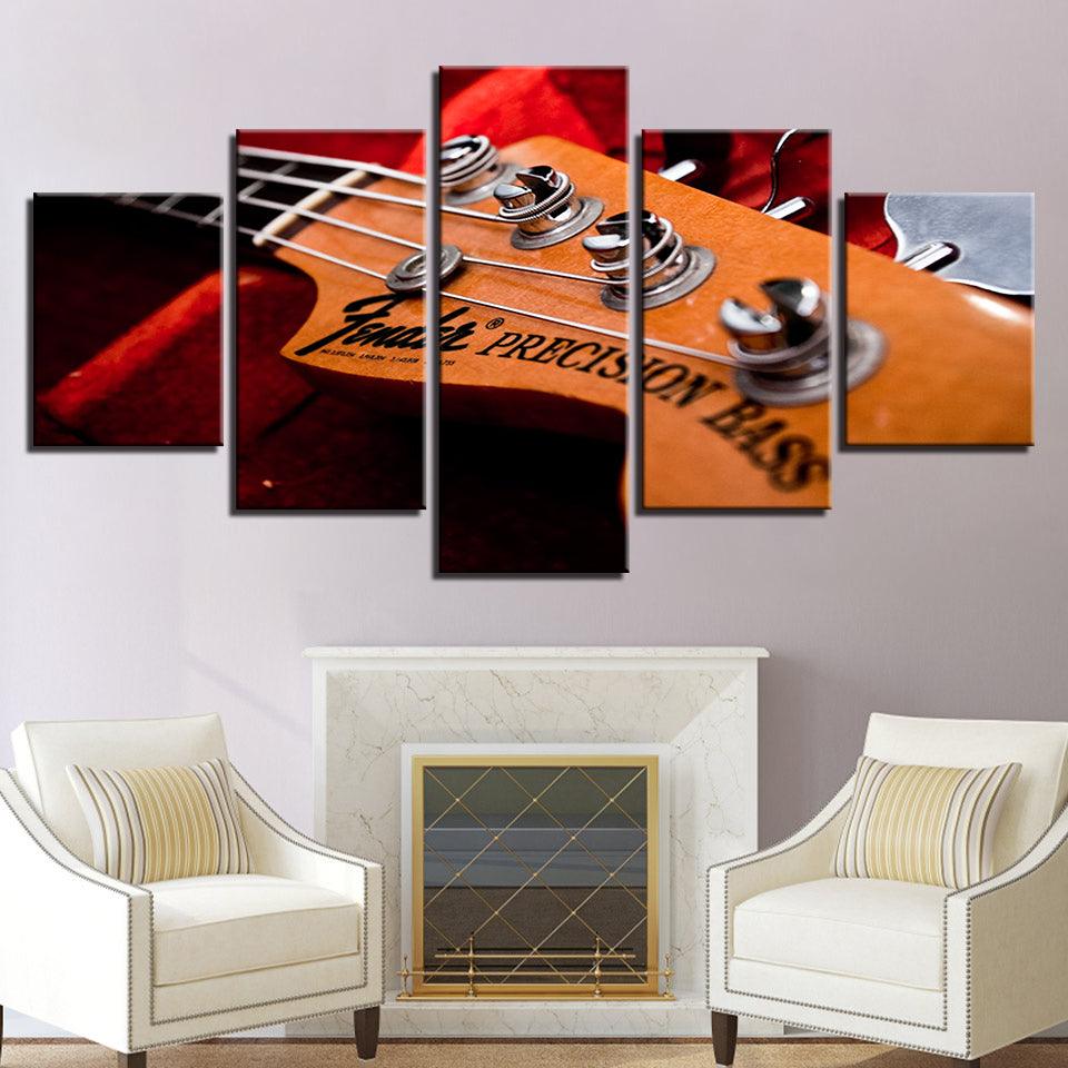 Bass Guitar Neck 5 Piece HD Multi Panel Canvas Wall Art Frame - Original Frame