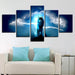 Night Wolf 5 Piece HD Multi Panel Canvas Wall Art Frame - Original Frame