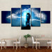 Night Wolf 5 Piece HD Multi Panel Canvas Wall Art Frame - Original Frame