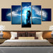 Night Wolf 5 Piece HD Multi Panel Canvas Wall Art Frame - Original Frame