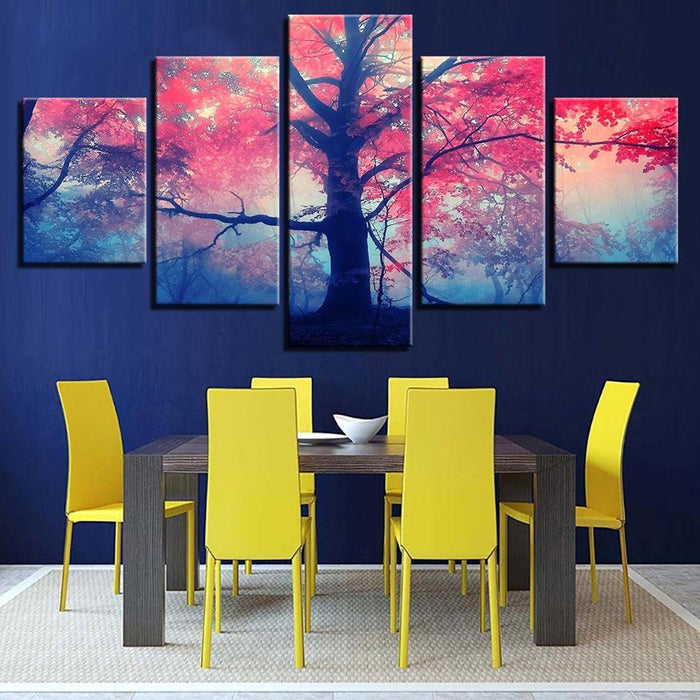 Red Maple 5 Piece HD Multi Panel Canvas Wall Art Frame - Original Frame