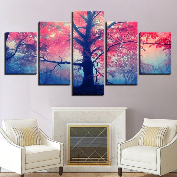 Red Maple 5 Piece HD Multi Panel Canvas Wall Art Frame - Original Frame