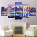 Rainbow Bridge Tokyo Night 5 Piece HD Multi Panel Canvas Wall Art - Original Frame