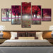 Purple Red Trees 5 Piece HD Multi Panel Canvas Wall Art - Original Frame