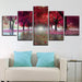 Purple Red Trees 5 Piece HD Multi Panel Canvas Wall Art - Original Frame