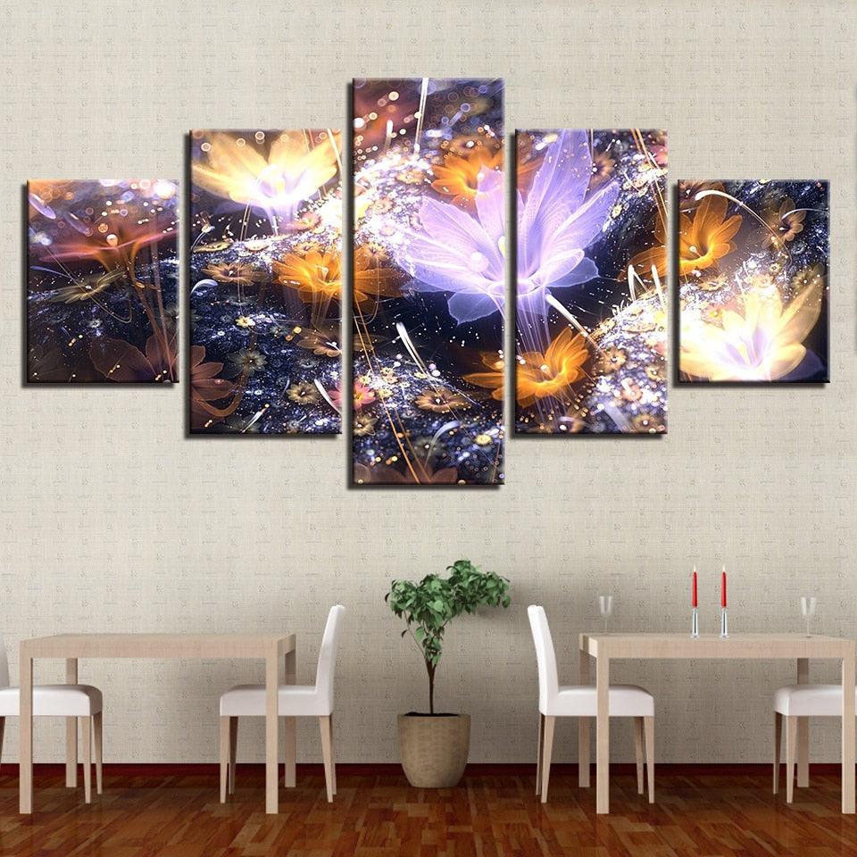 Beautiful Flowers 5 Piece HD Multi Panel Canvas Wall Art Frame - Original Frame