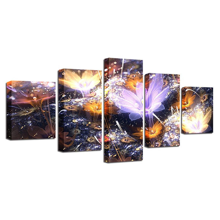 Beautiful Flowers 5 Piece HD Multi Panel Canvas Wall Art Frame - Original Frame