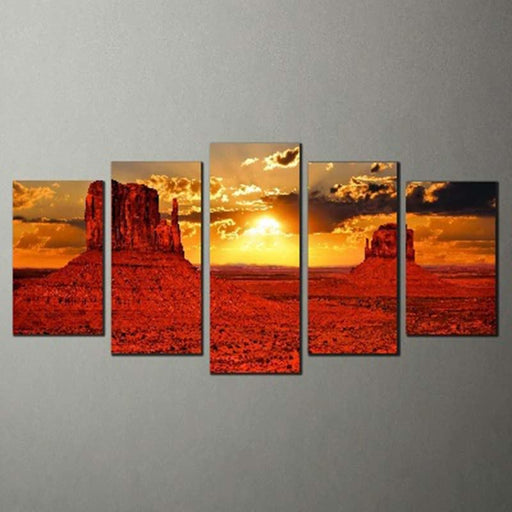 Sunset Scenery 5 Piece HD Multi Panel Canvas Wall Art Frame - Original Frame