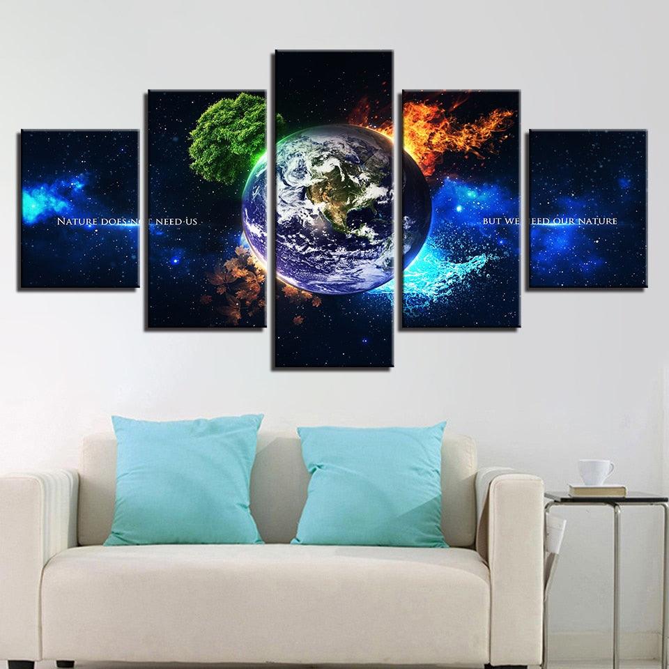 Elements of Earth 5 Piece HD Multi Panel Canvas Wall Art Frame - Original Frame