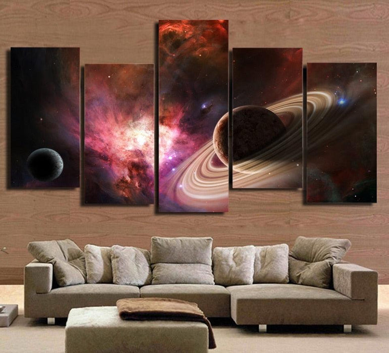 Solar System Mysteries 5 Piece HD Multi Panel Canvas Wall Art Frame