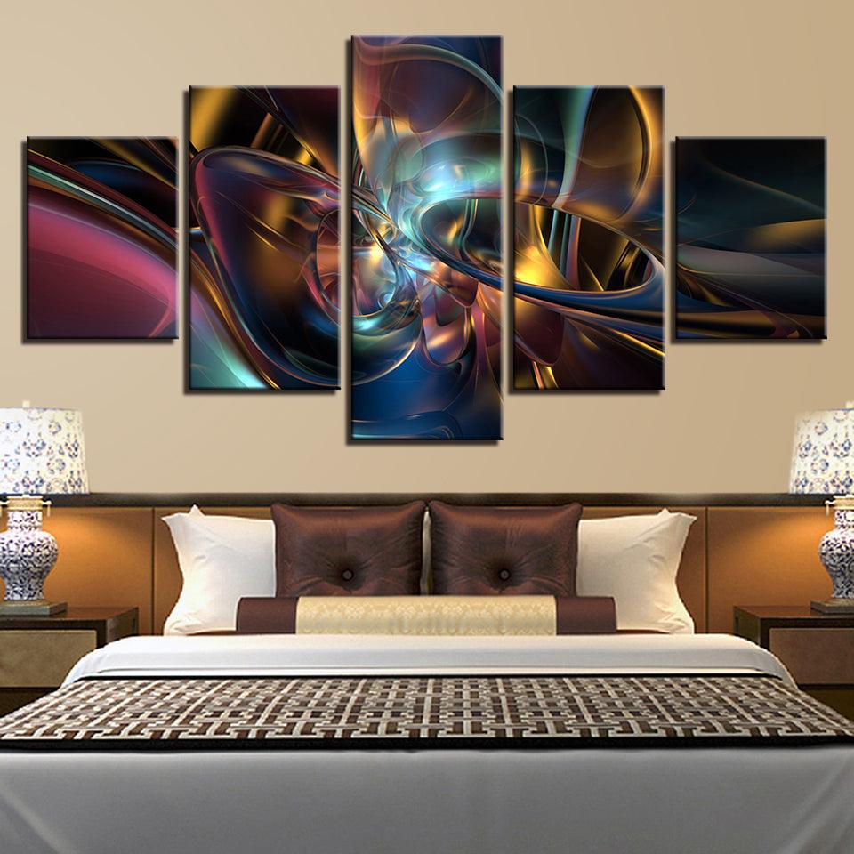 Colorful Psychedelic Art 5 Piece HD Multi Panel Canvas Wall Art Frame - Original Frame