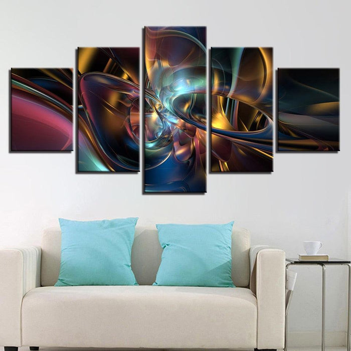 Colorful Psychedelic Art 5 Piece HD Multi Panel Canvas Wall Art Frame - Original Frame